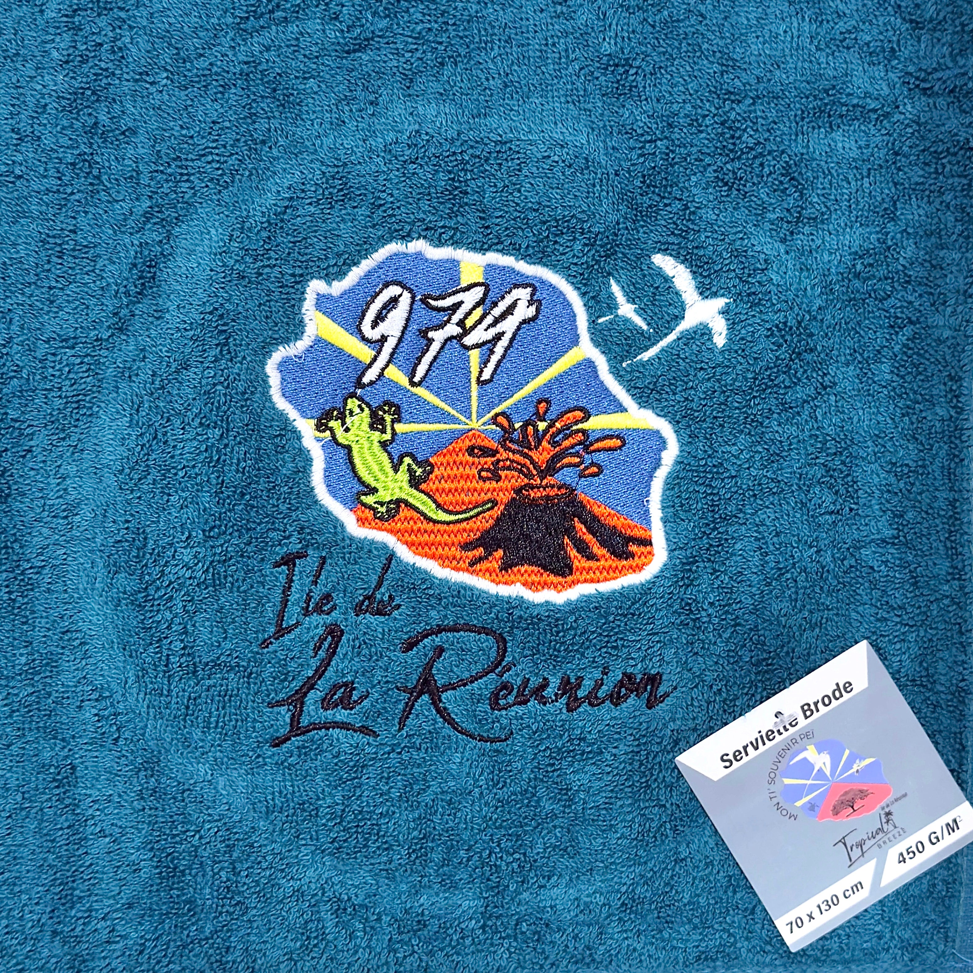Serviette Brodé Carte 974